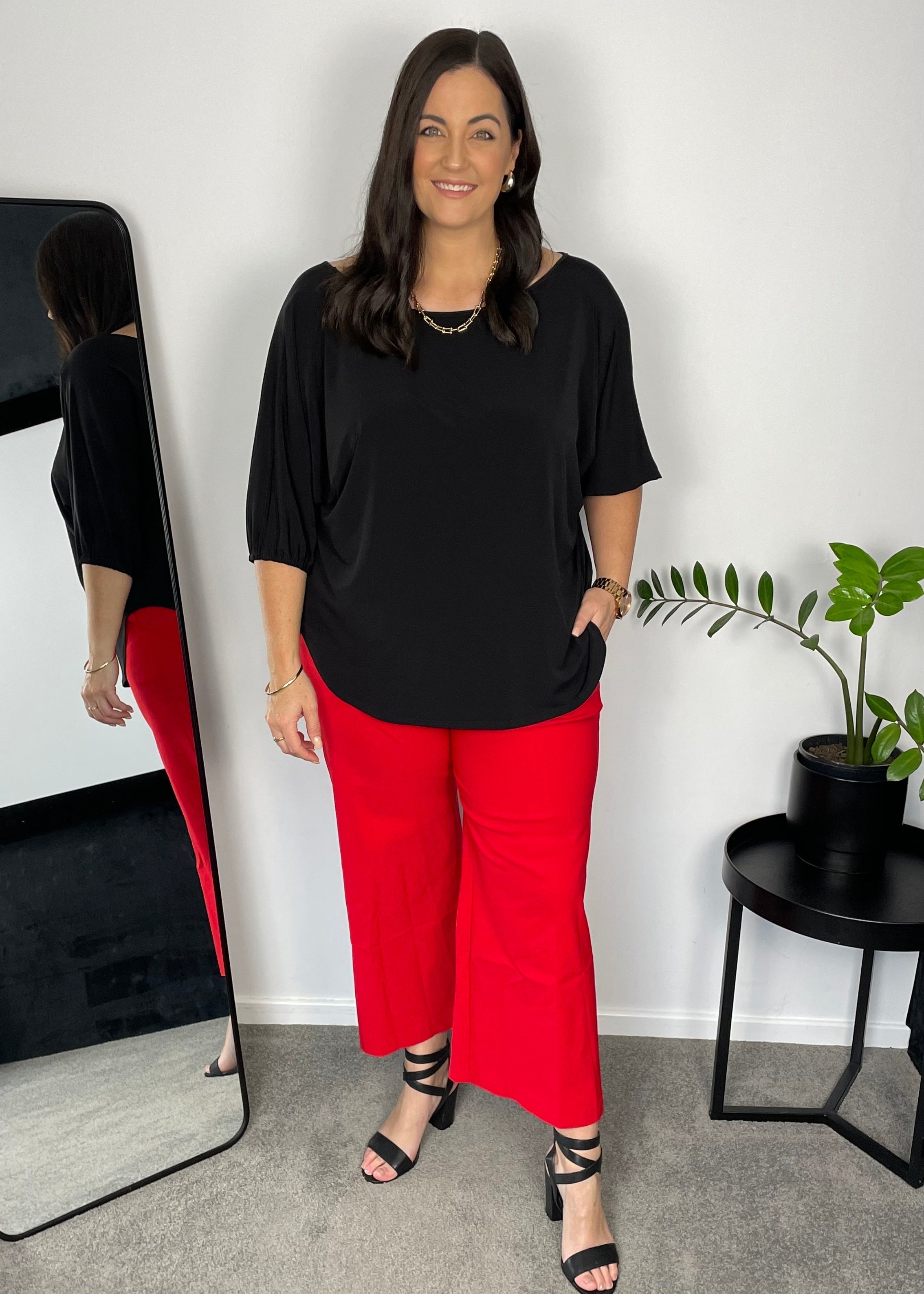 Concert Zenya Bengaline Super Stretch Culottes Black | Tailored Stretch Work Pants Australia main image 1