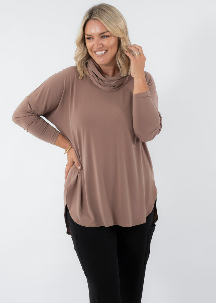Solo tunic with snood in Coffee