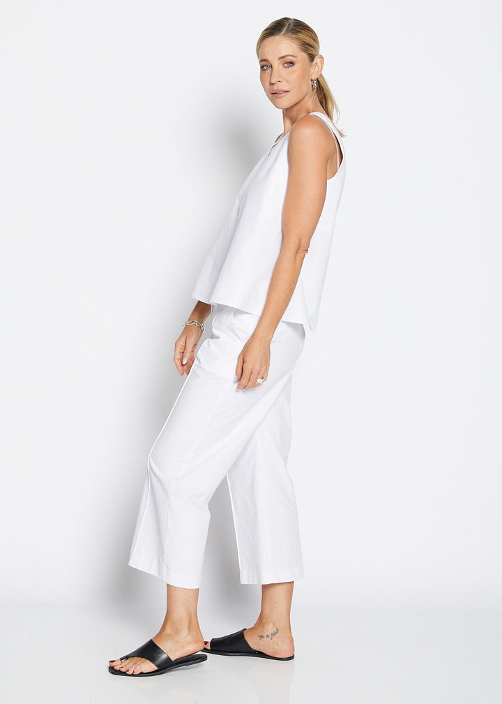 Daze Bravo cotton crop pant in white