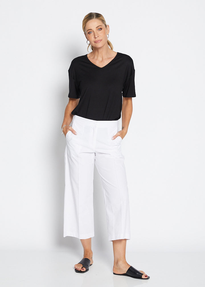 Daze Bravo cotton crop pant in white