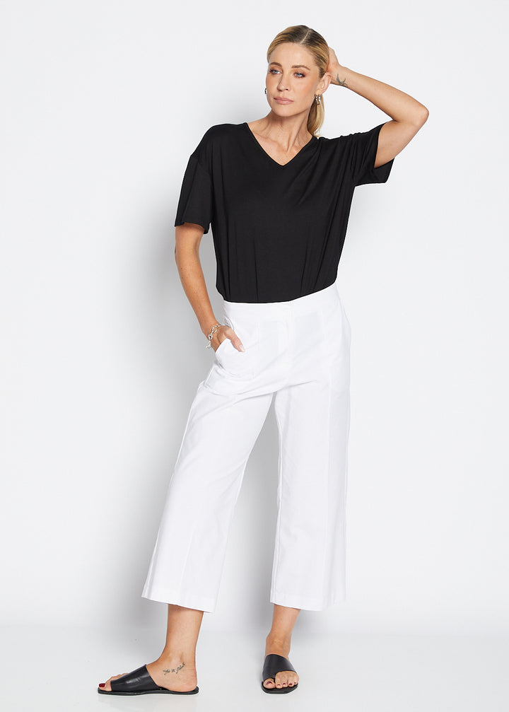Daze Bravo cotton crop pant in white