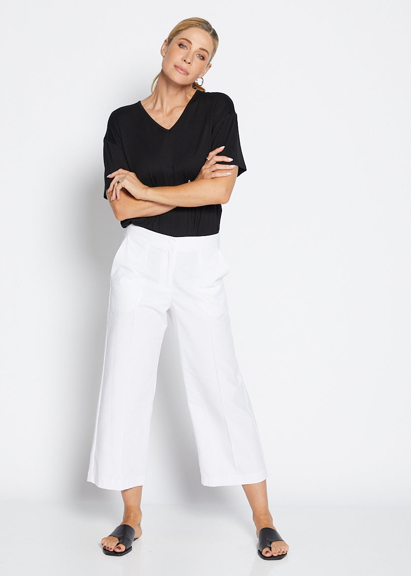 Daze Bravo cotton crop pant in white