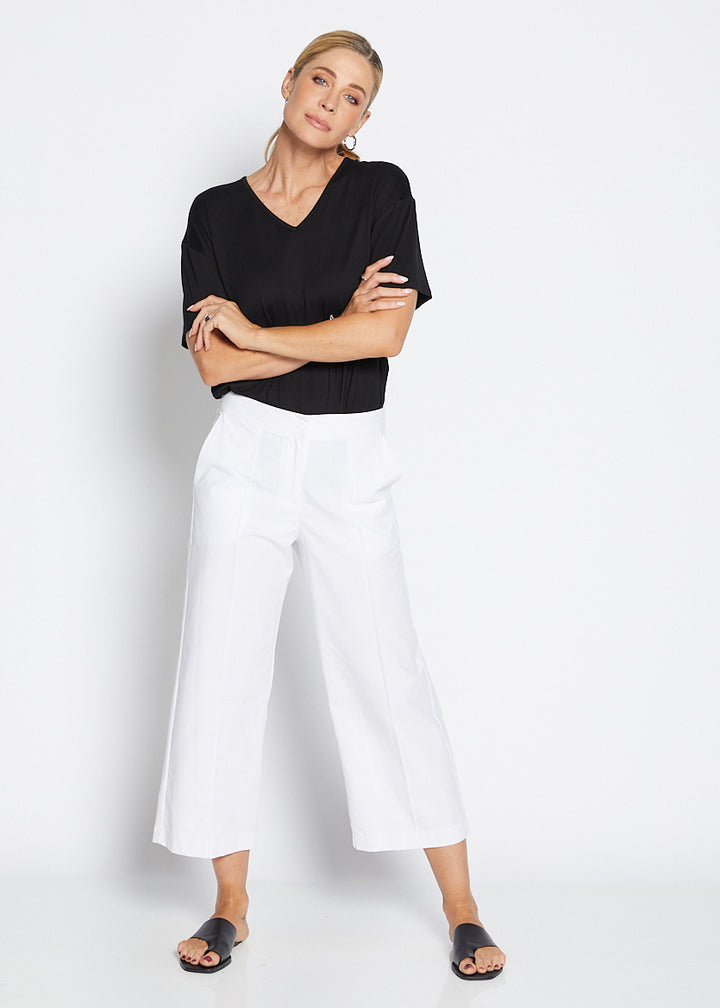 Daze Bravo cotton crop pant in white