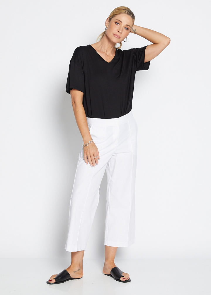 Daze Bravo cotton crop pant in white