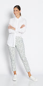 Philosophy Australlia Easy printed Bengaline 7/8 fitted pant in Deco, sustainable slow fashion made in Australia