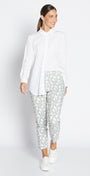 Philosophy Australlia Easy printed Bengaline 7/8 fitted pant in Deco, sustainable slow fashion made in Australia