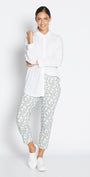 Philosophy Australlia Easy printed Bengaline 7/8 fitted pant in Deco, sustainable slow fashion made in Australia