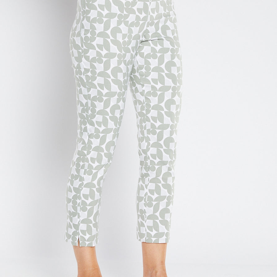 Philosophy Australlia Easy printed Bengaline 7/8 fitted pant in Deco, sustainable slow fashion made in Australia