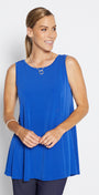 Sun Foundation slinky jersey reversible swing tank in cobalt
