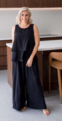 Philosophy Australia Franco ultra-wide  Women's pants in black, made in Australia