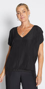 Philosophy Australia Dolly Lustre reversible layered top in black, made in Australia