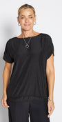 Philosophy Australia Dolly Lustre reversible layered top in black, made in Australia
