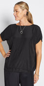 Philosophy Australia Dolly Lustre reversible layered top in black, made in Australia