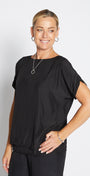 Philosophy Australia Dolly Lustre reversible layered top in black, made in Australia