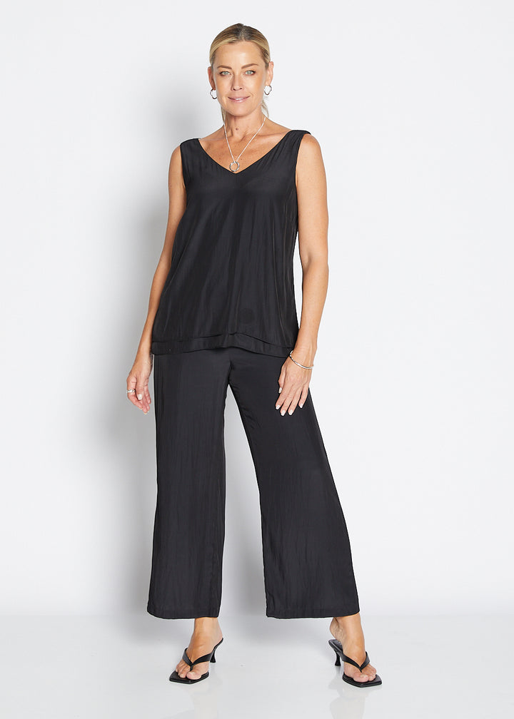 Violin Lustre wide leg pants in black