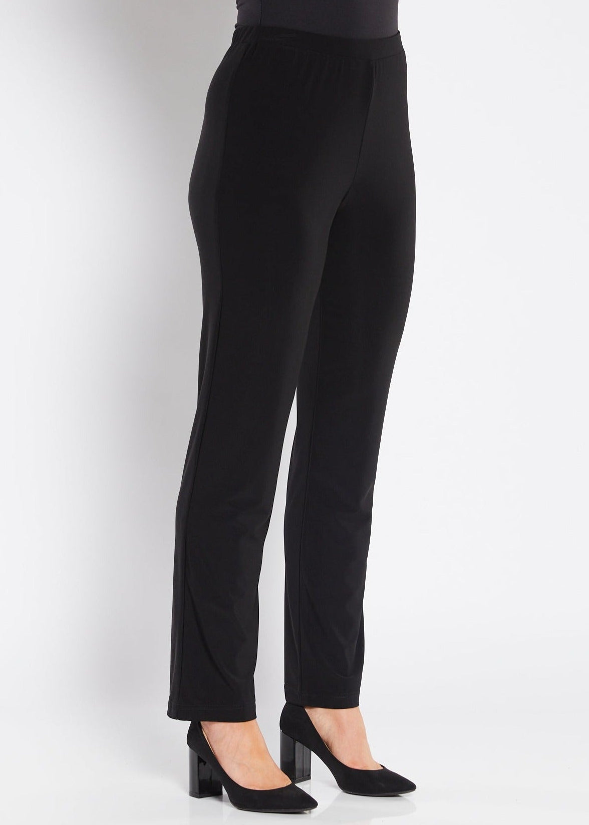 Linear Jersey Women's full length straight leg pants in black.