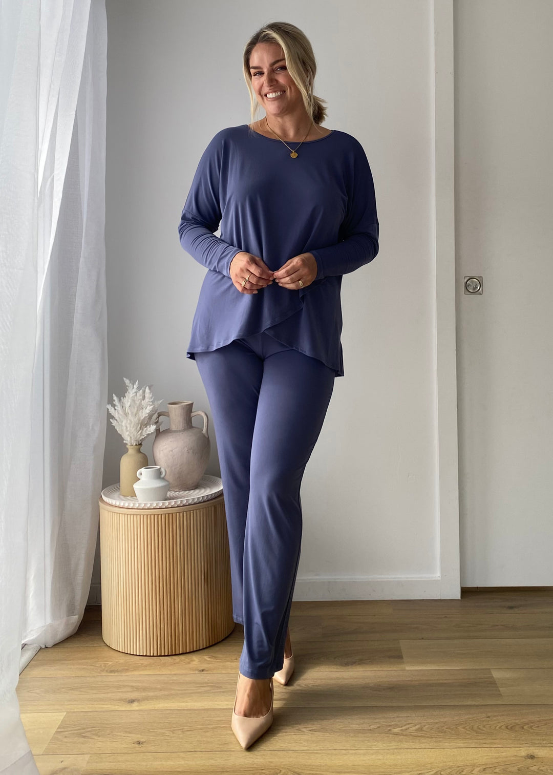Curve Foundation slinky jersey petal hem tunic in French blue