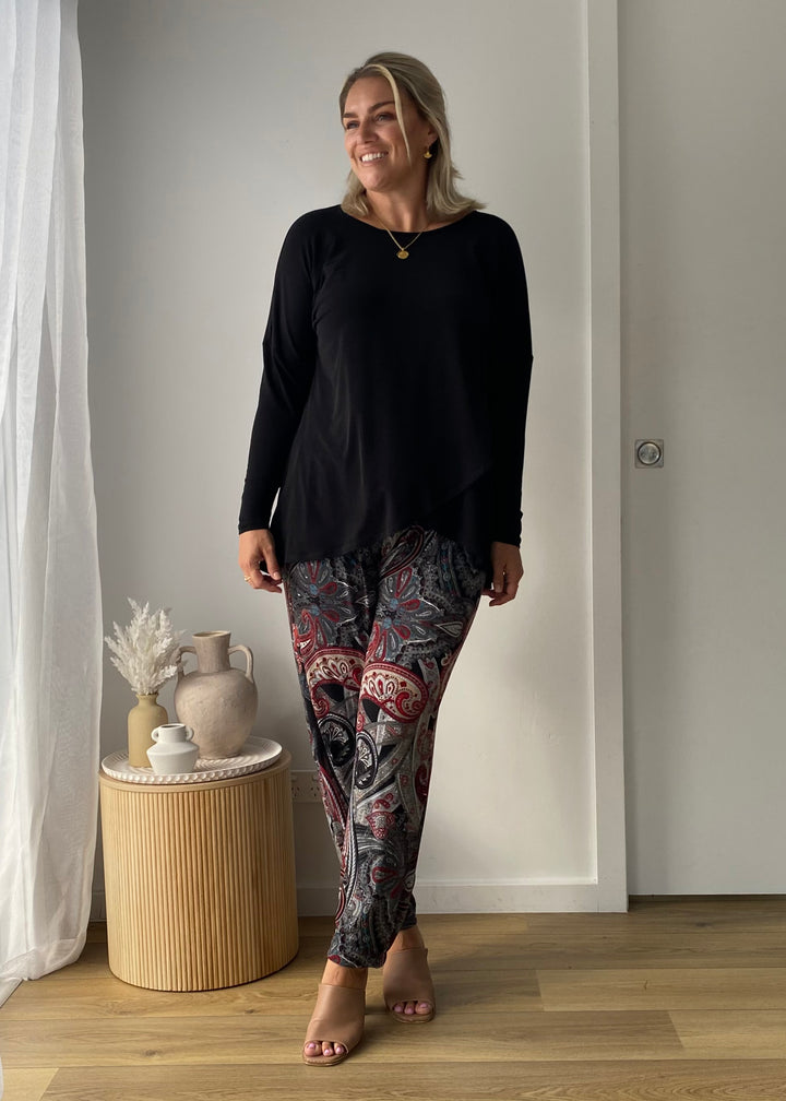 Curve Foundation slinky jersey petal hem tunic in black