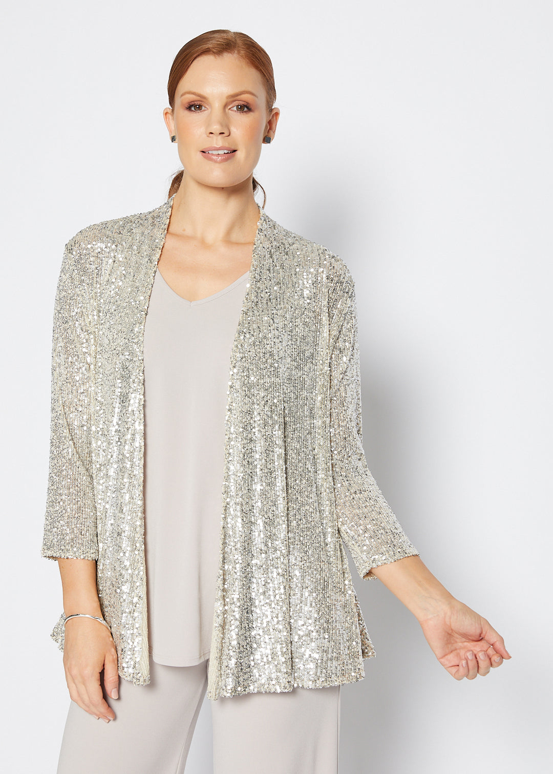 Sally Sparkle sequin jacket in champagne