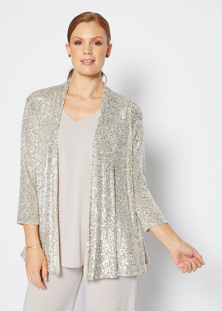 Sally Sparkle sequin jacket in champagne