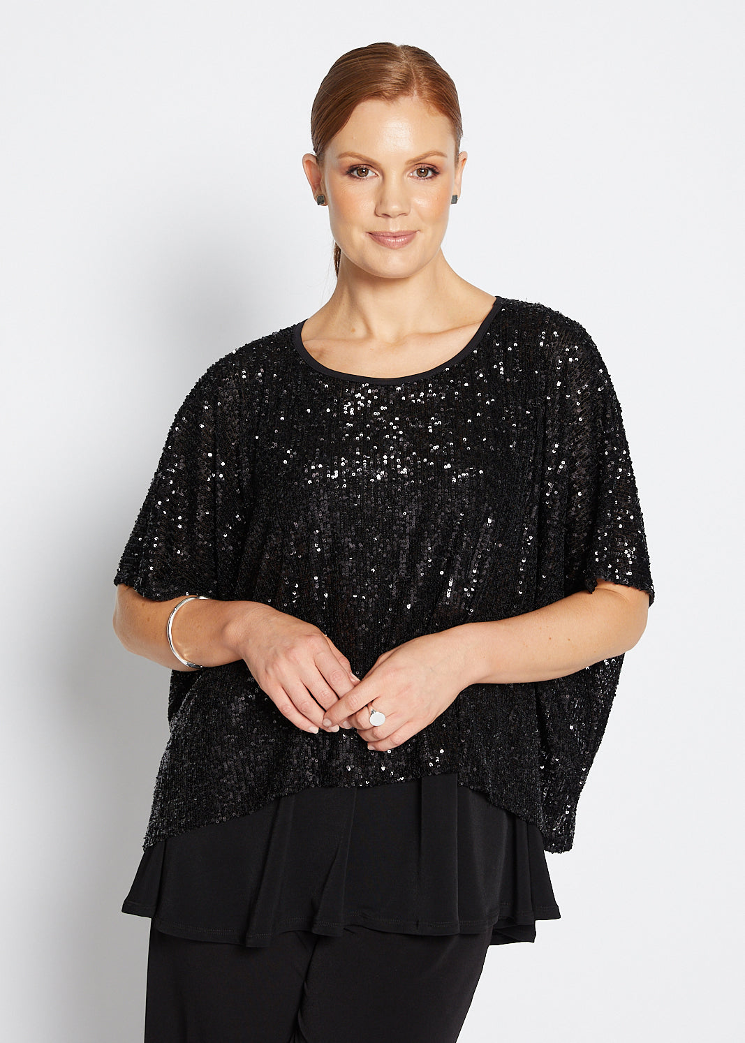 Kay Sparkle sequin top in black