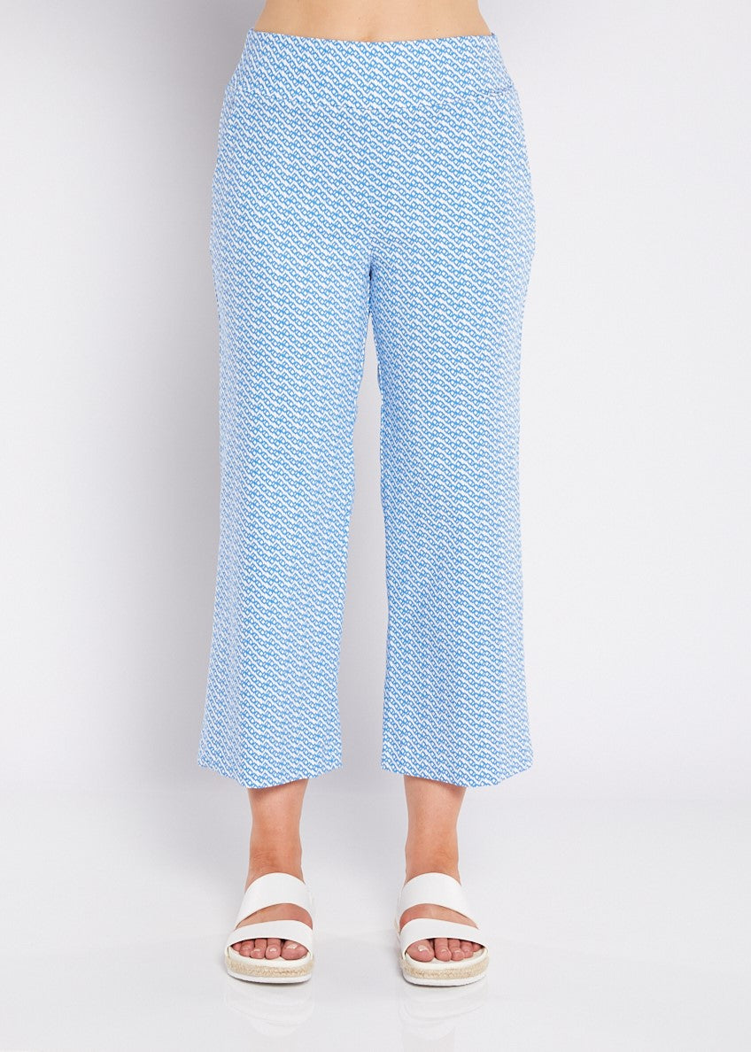 Philosophy Australia Ticket printed Bengaline culotte in Blue Diamond, made in Australia