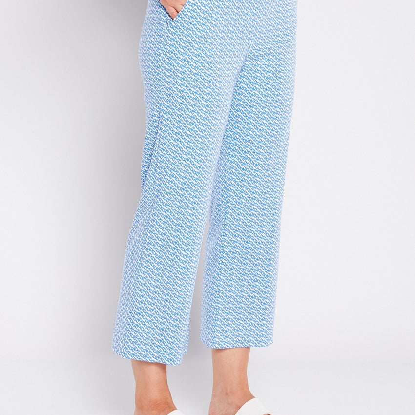 Philosophy Australia Ticket printed Bengaline culotte in Blue Diamond, made in Australia