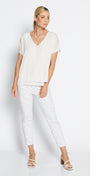 Philosophy Australia Easy printed Bengaline 7/8 fitted pant in Zebros, sustainable slow fashion made in Australia