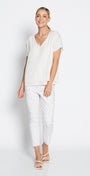 Philosophy Australia Easy printed Bengaline 7/8 fitted pant in Zebros, sustainable slow fashion made in Australia