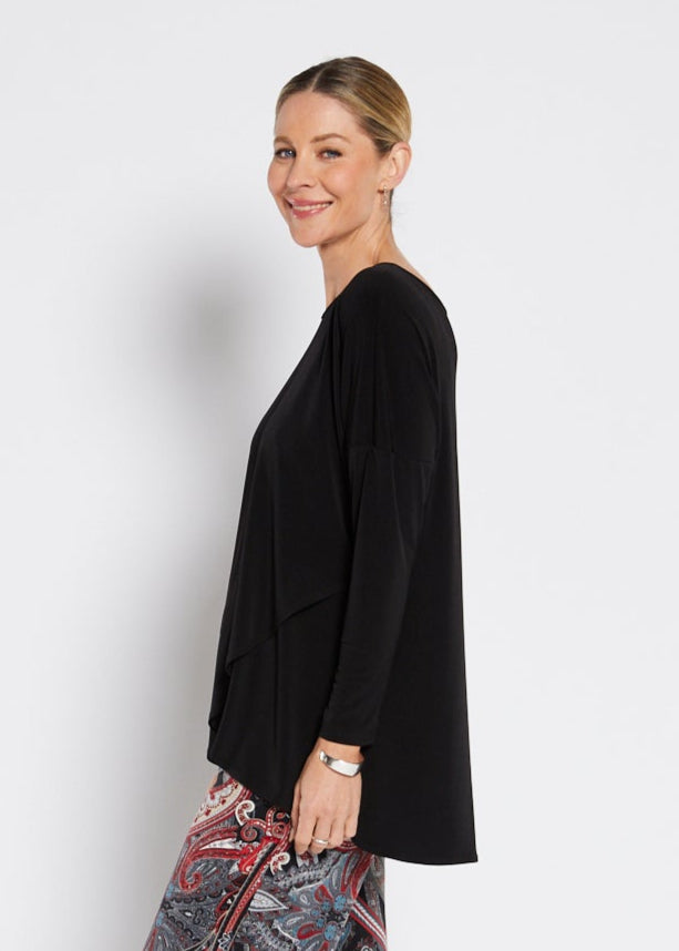 Curve Foundation slinky jersey petal hem tunic in black