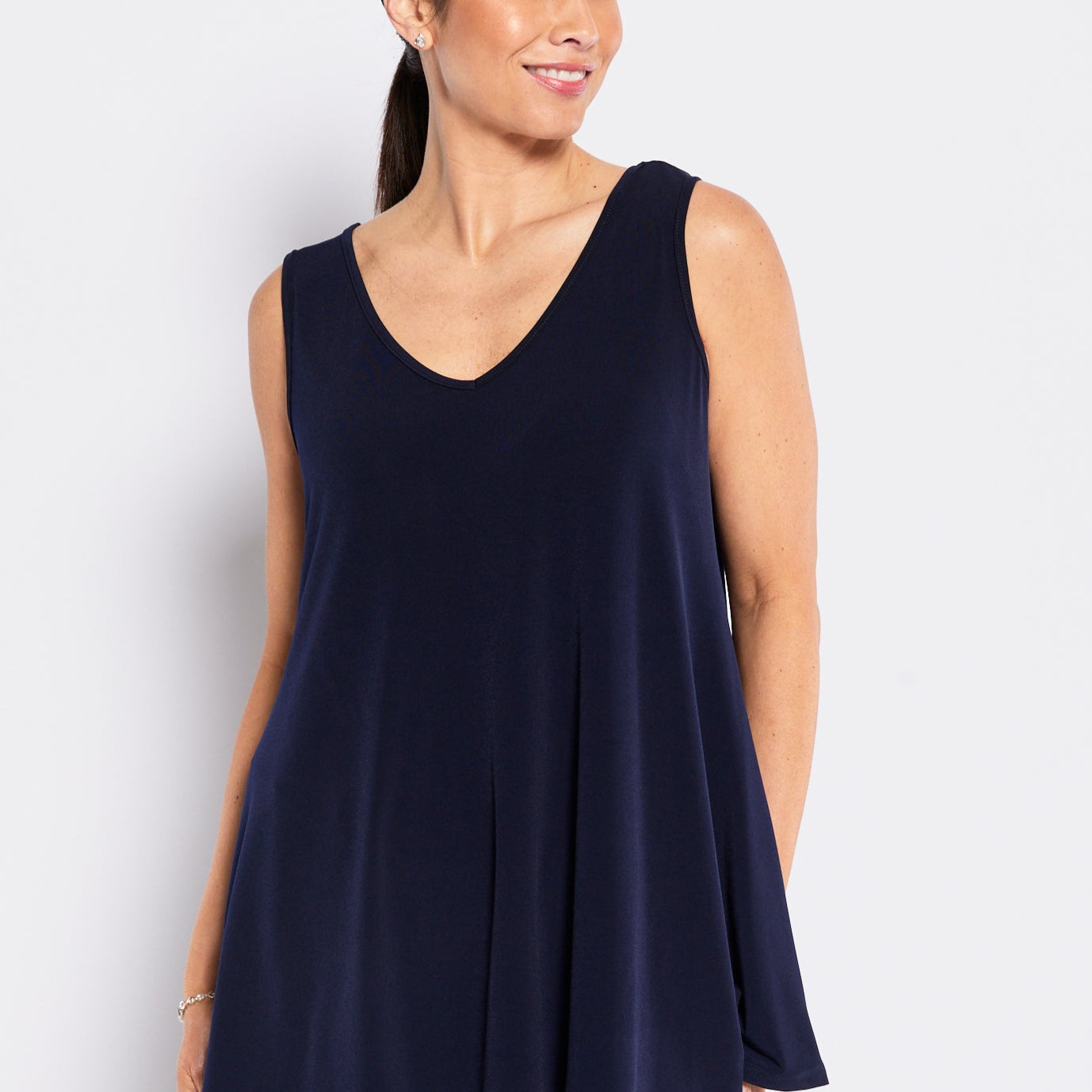 Sun Foundation slinky jersey reversible swing tank in navy