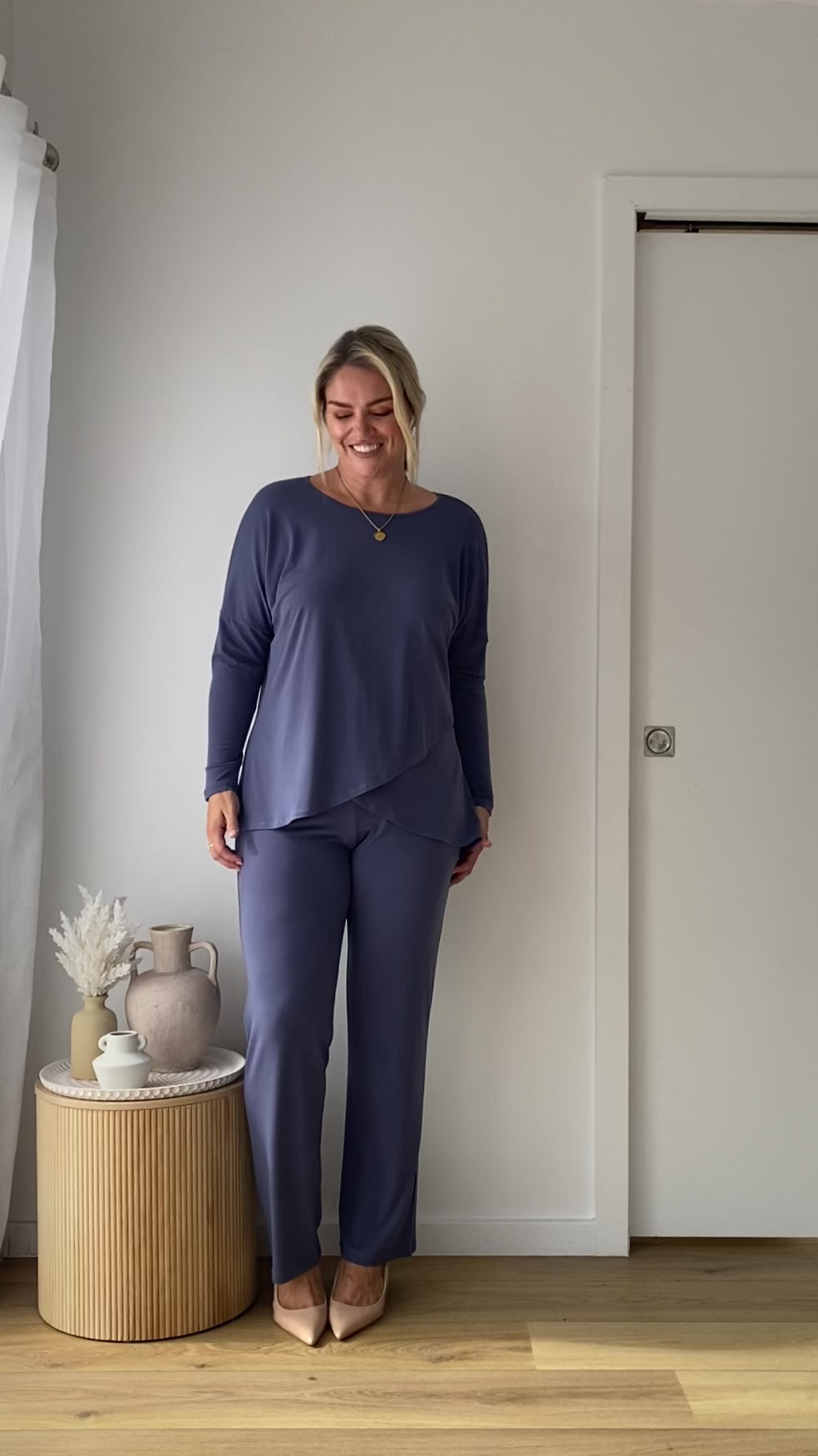 Curve Foundation slinky jersey petal hem tunic in French blue