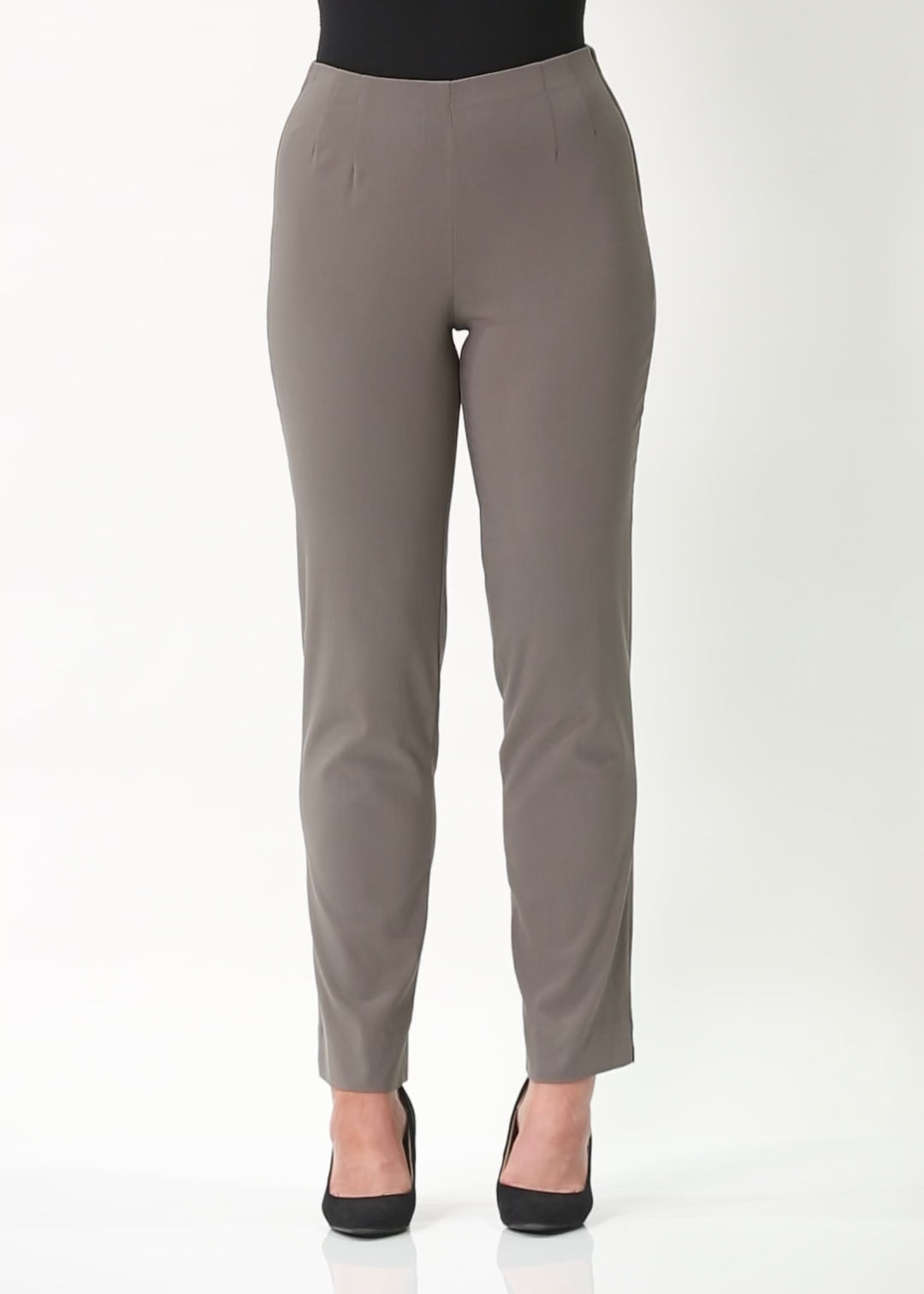 Gem miracle stretch Bengaline straight pants in Bark neutral