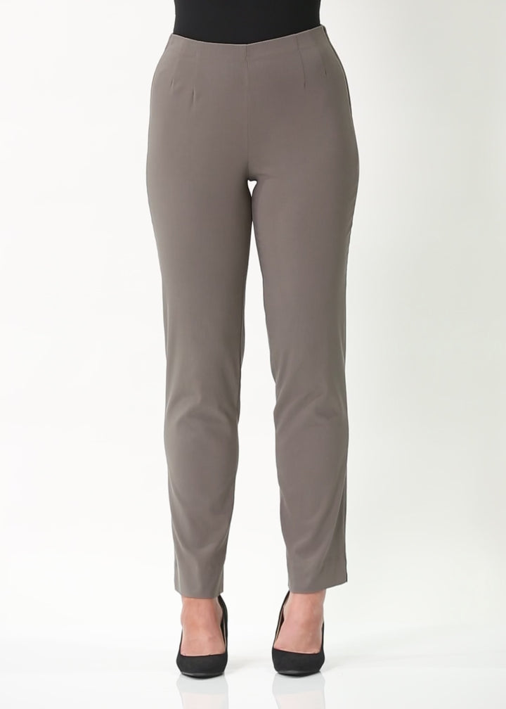 Gem miracle stretch Bengaline straight pants in Bark neutral