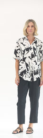 Philosophy Australia Quandry Linen Shirt in Black Jungle Print