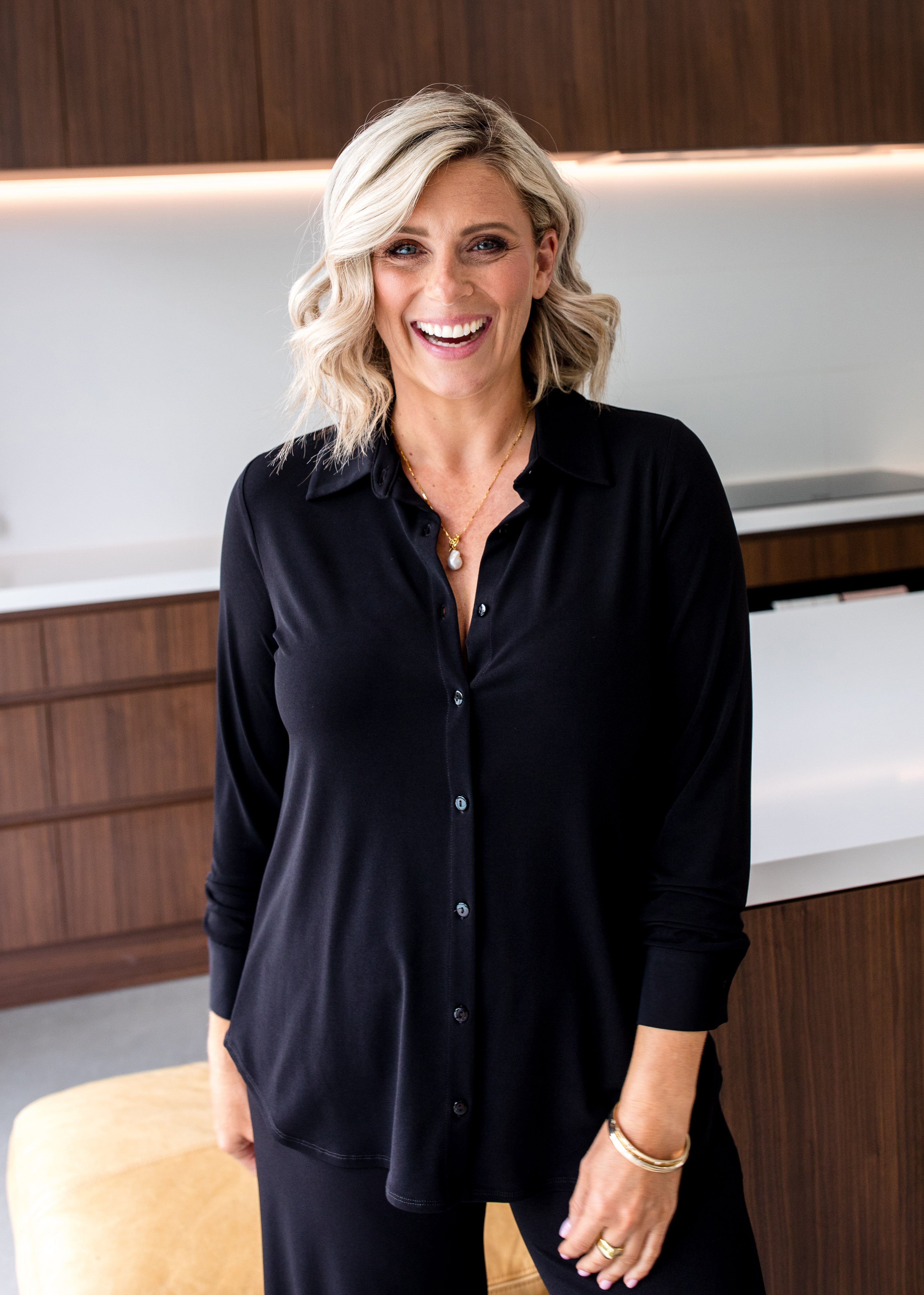 Super Foundation slinky jersey shirt in black