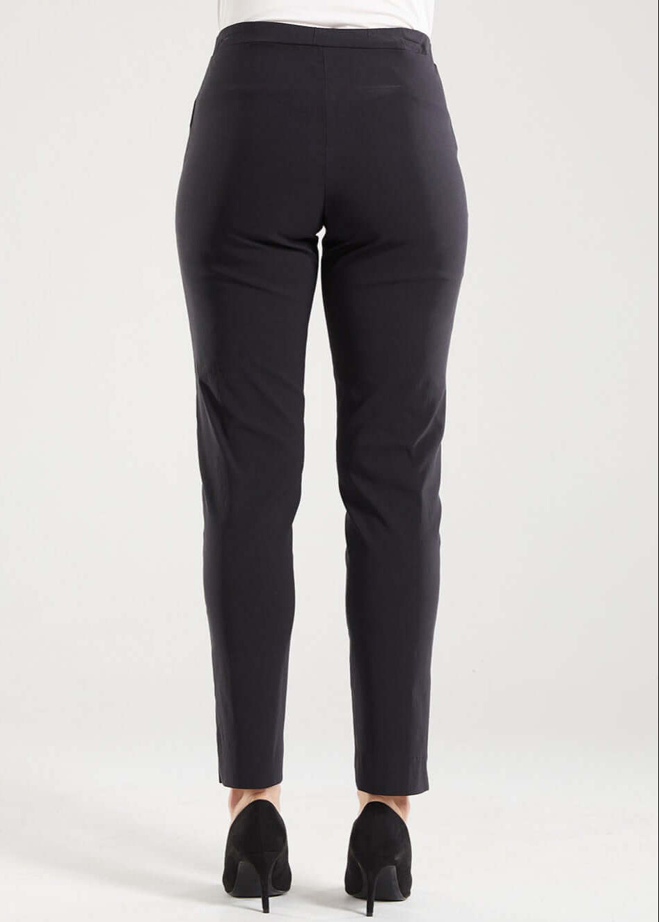 Narrow Miracle Bengaline Women's full length slim cut black pants.