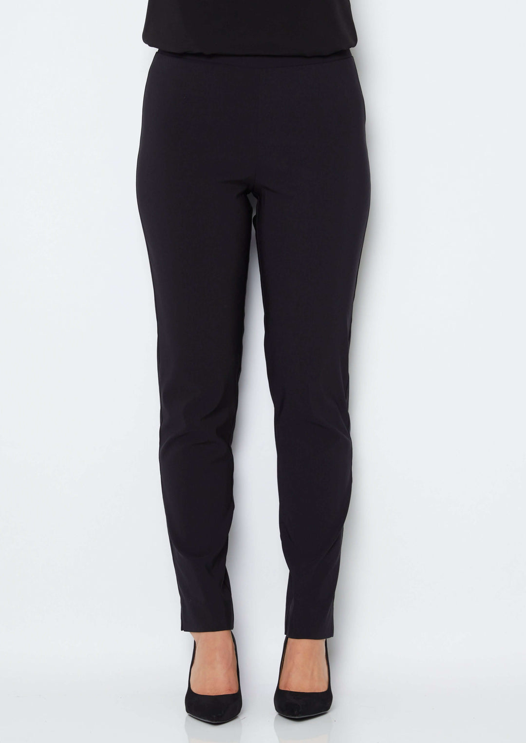 Narrow Miracle Bengaline Women's full length slim cut black pants.