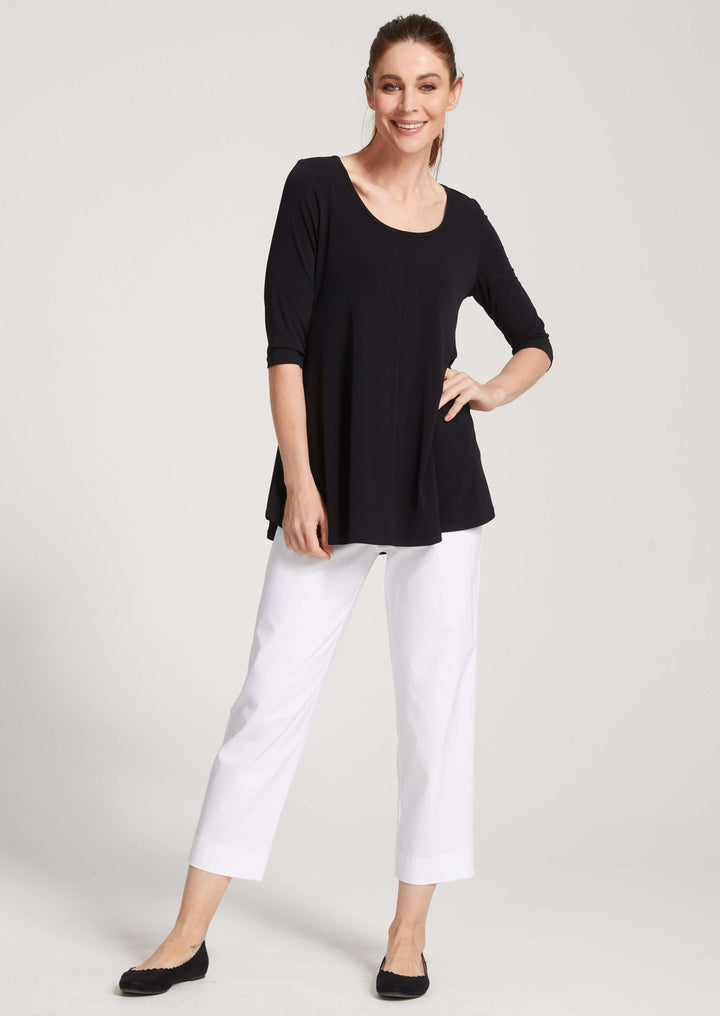 Wow Miracle Bengaline Women's 7/8th length straight-cut pants in white.
