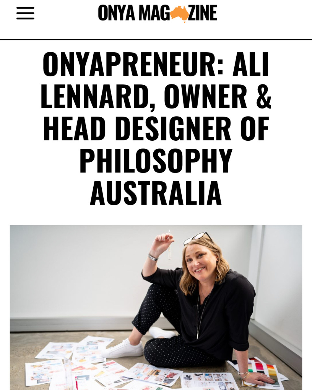 Onya Magazine interview with Ali