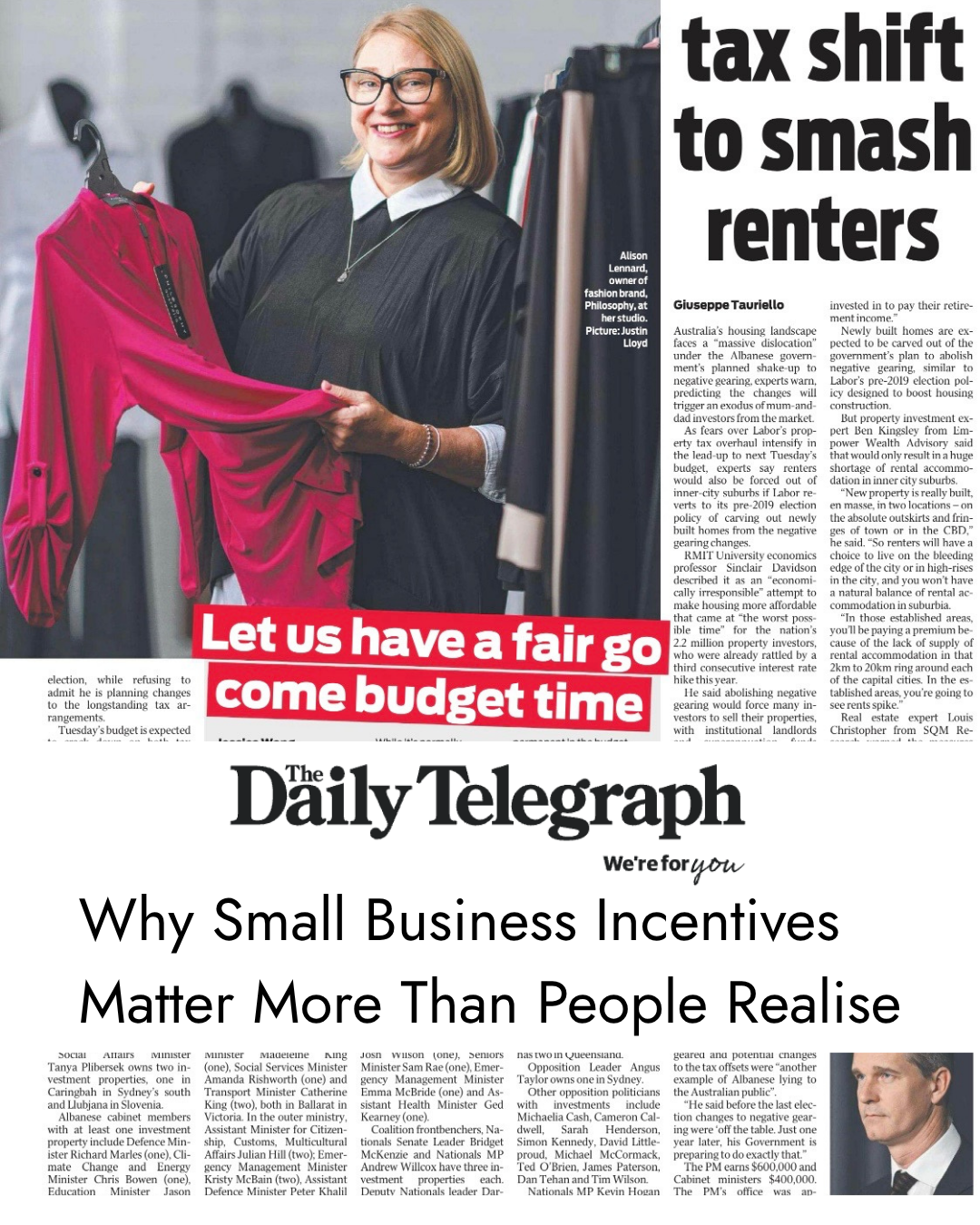 Daily Telegraph - Why Small Business Incentives Matter More Than People Realise