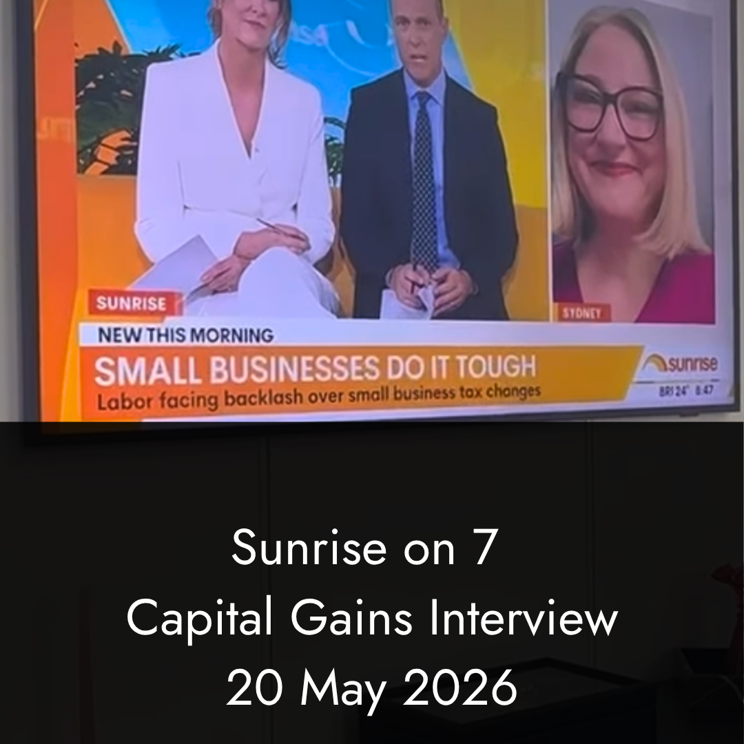 Sunrise interview on Capital Gains Tax with Ali Lennard - May 2026