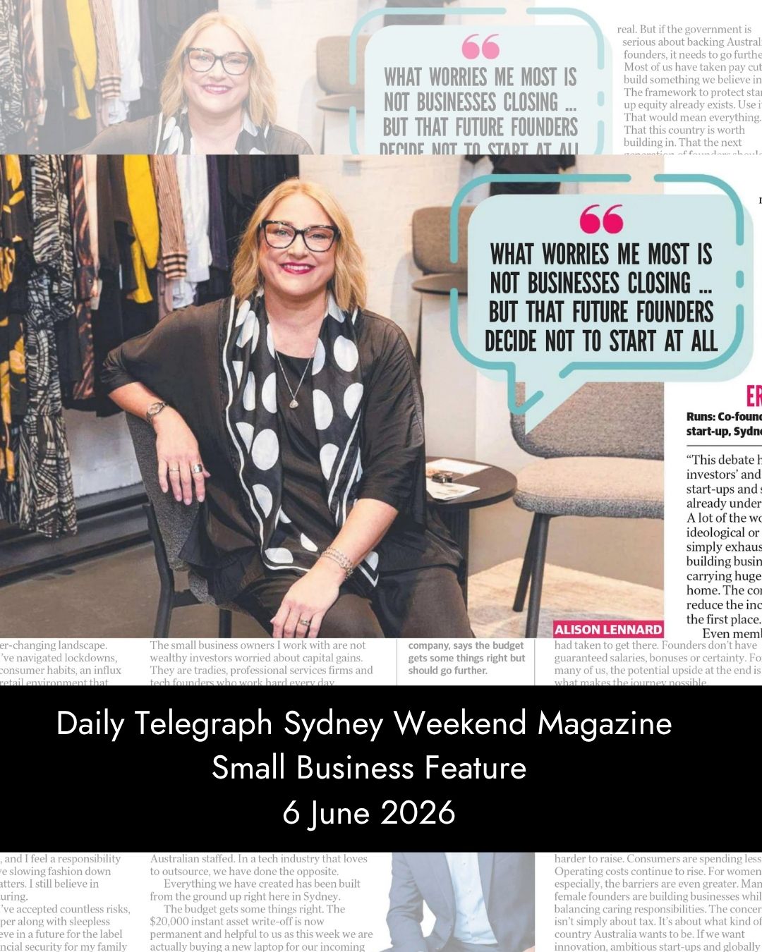 Daily Telegraph Sydney Weekend Magazine Small Business Feature - 6 June 2026