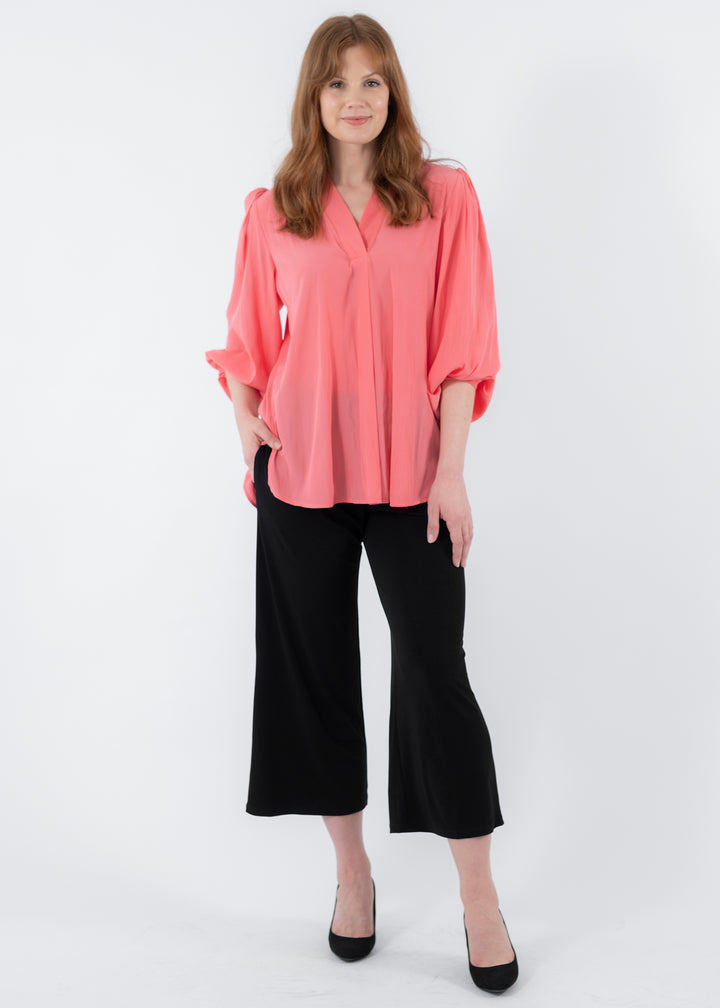 Maple Lustre billow blouse in Coral