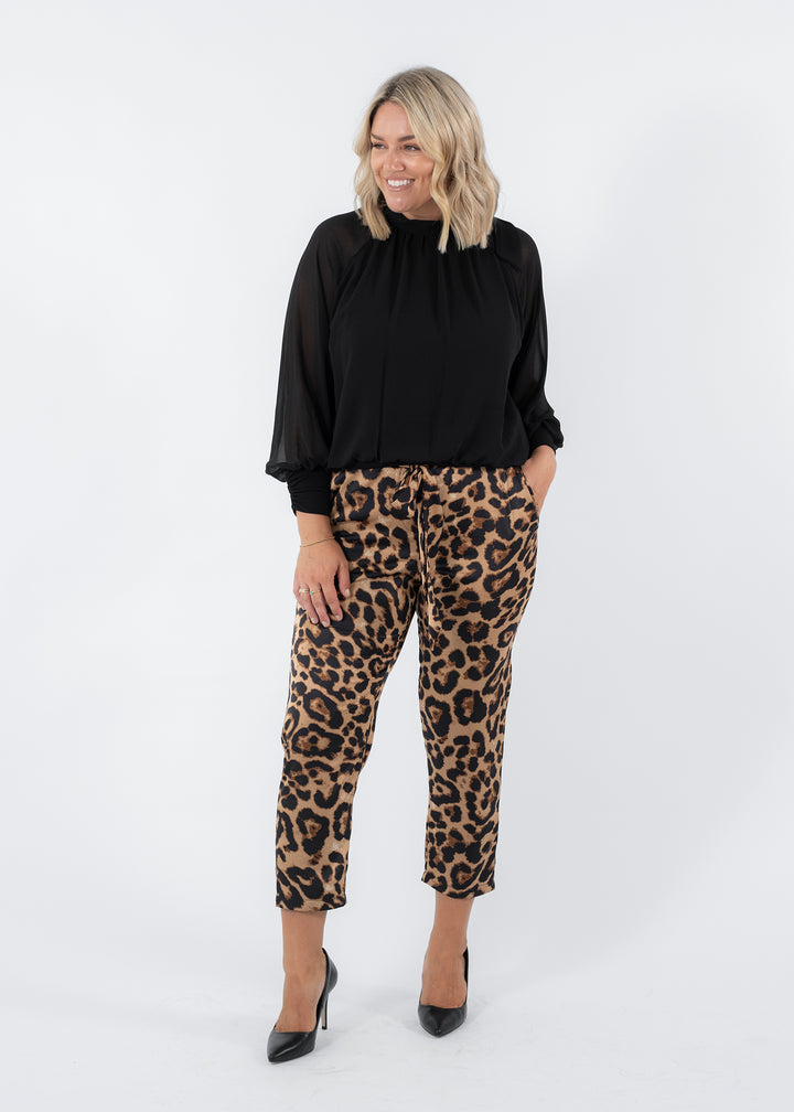 Philosophy Australia Crawley chiffon blouse and Zendal satin pants in Zoo, made in Australia