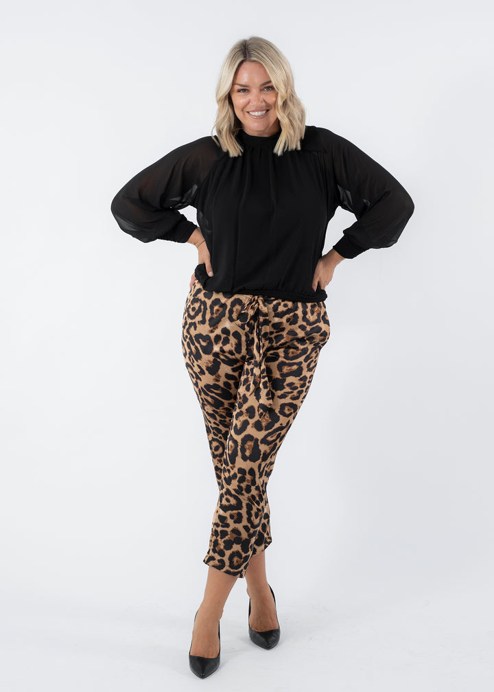 Philosophy Australia Crawley chiffon blouse and Zendal satin pants in Zoo, made in Australia