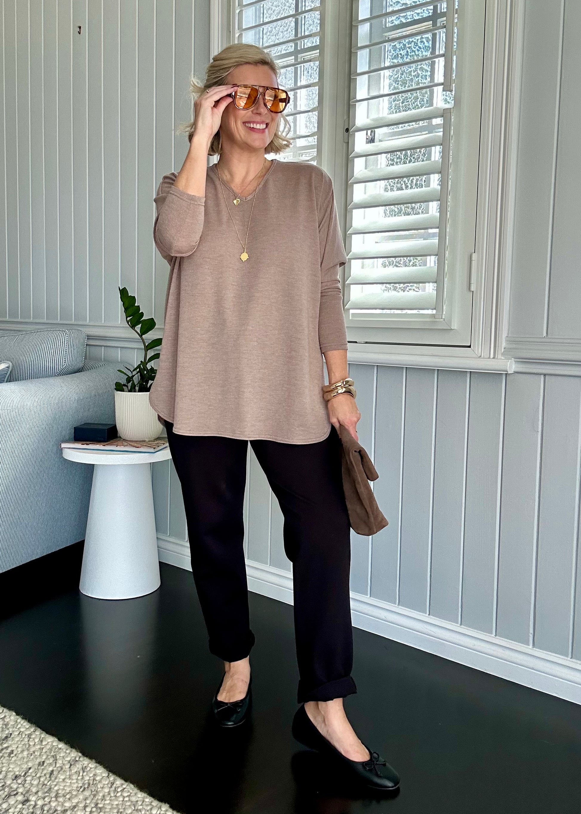 Ponte Relaxed Pant with Pockets in Black