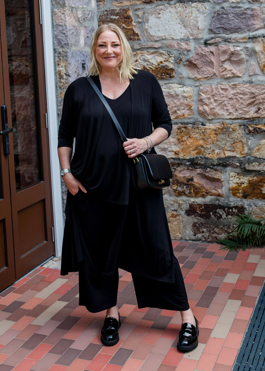 Matrix long line cardigan in Black
