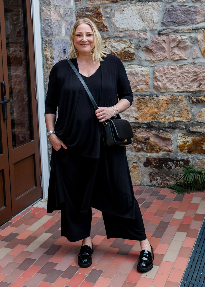 Matrix long line cardigan in Black