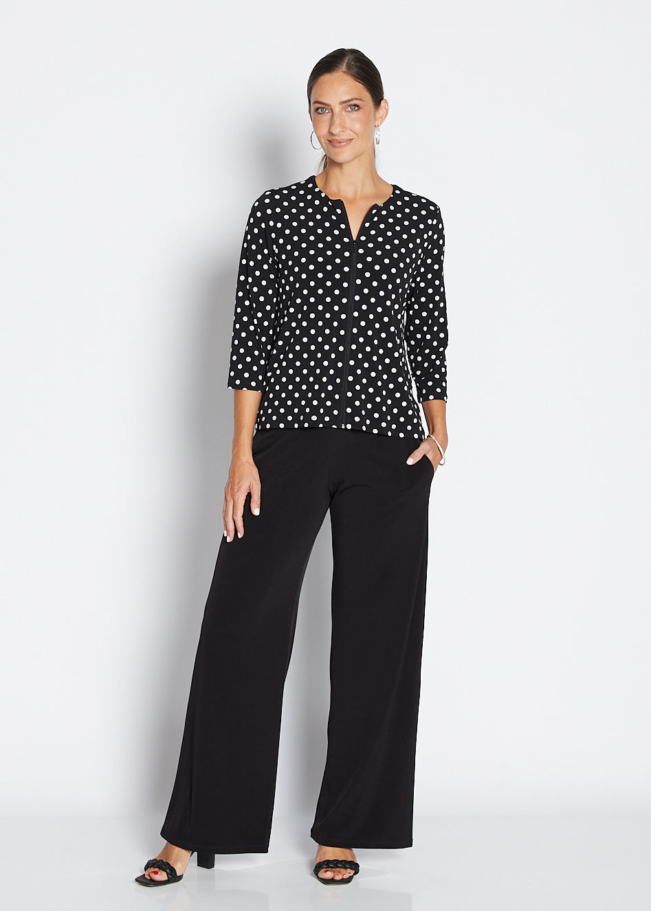 Comet zip slinky jersey top in Aria